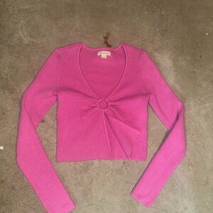 Pink Ribbed Long Sleeve Top